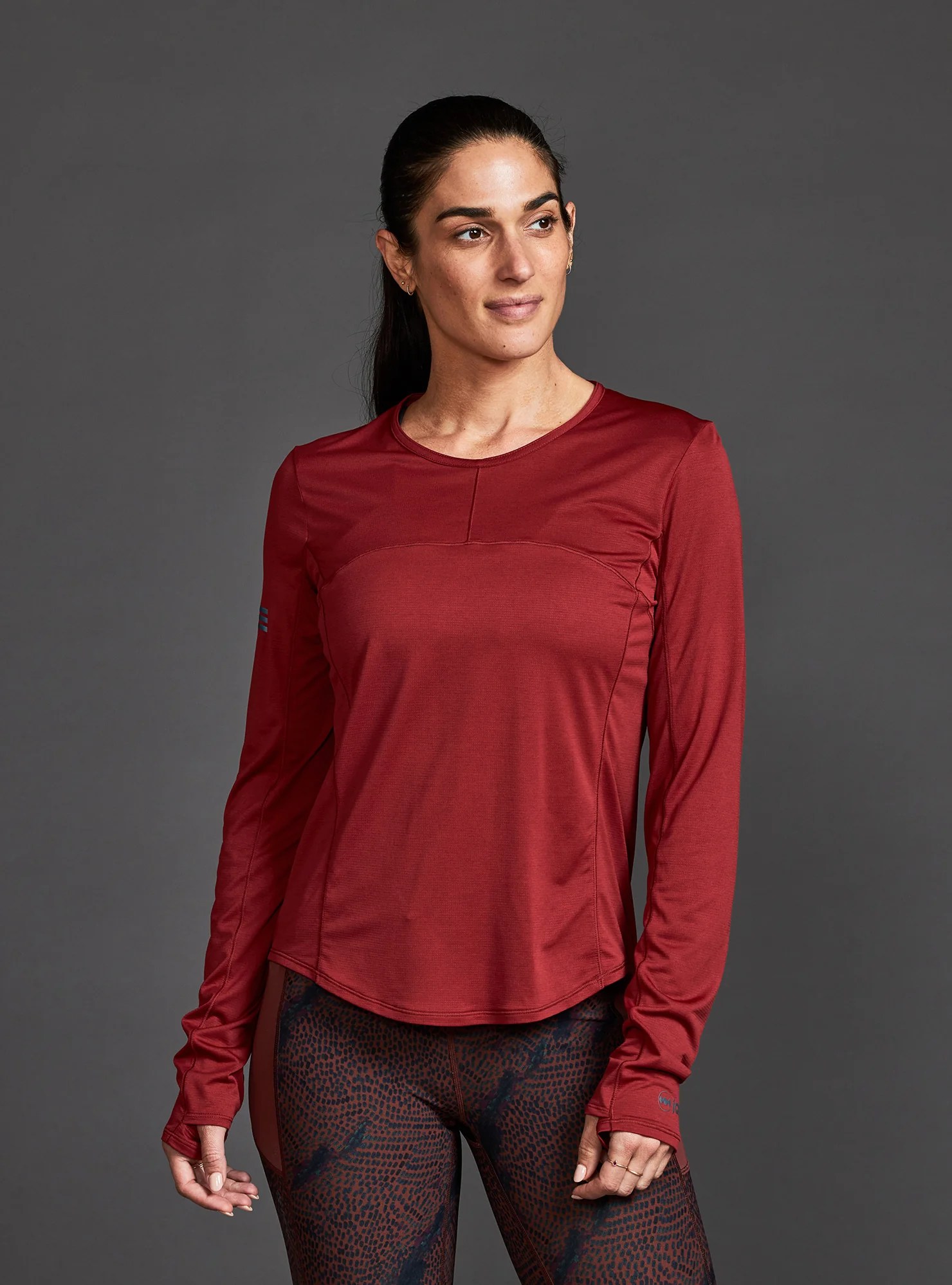 janji run all day long-sleeve running top in red