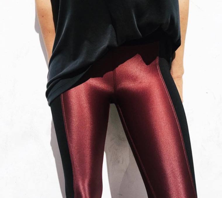 The shiny workout legging is trending hard