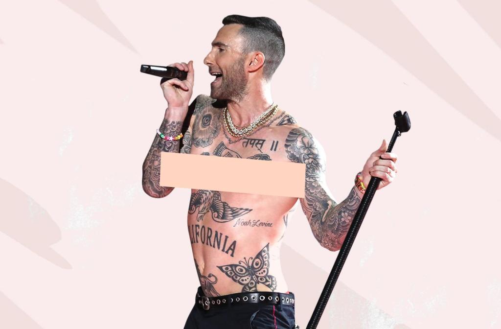 Adam Levine gets head squished by boobs 