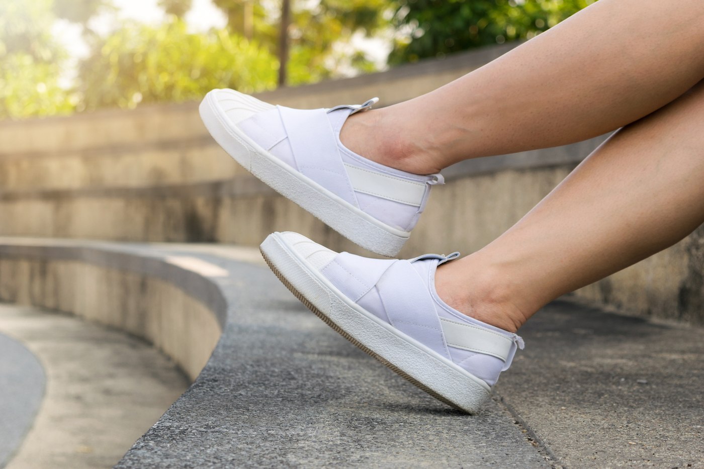 white slip on gym shoes