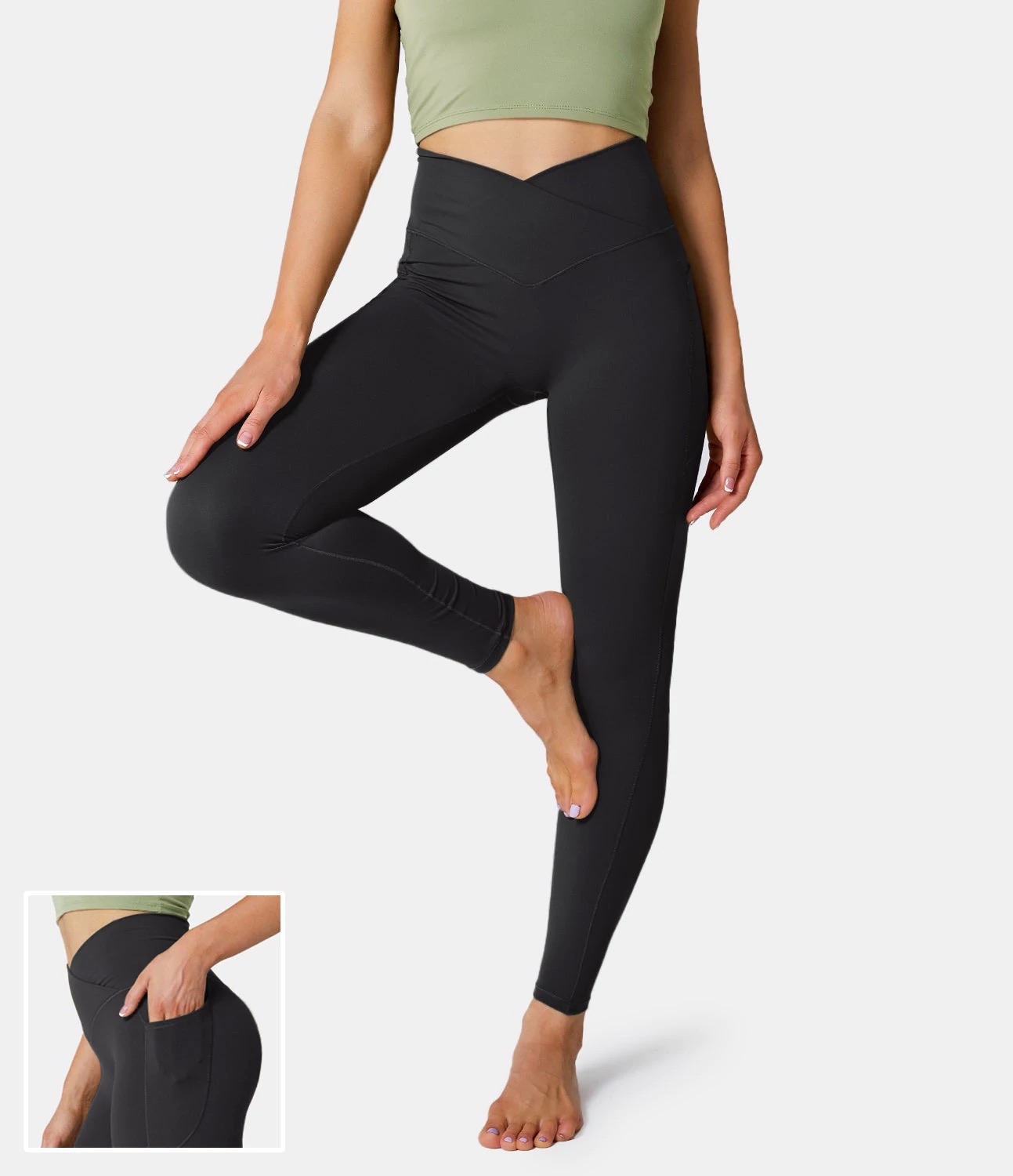 Sexy wrap around criss cross ballet design yoga Black leggings