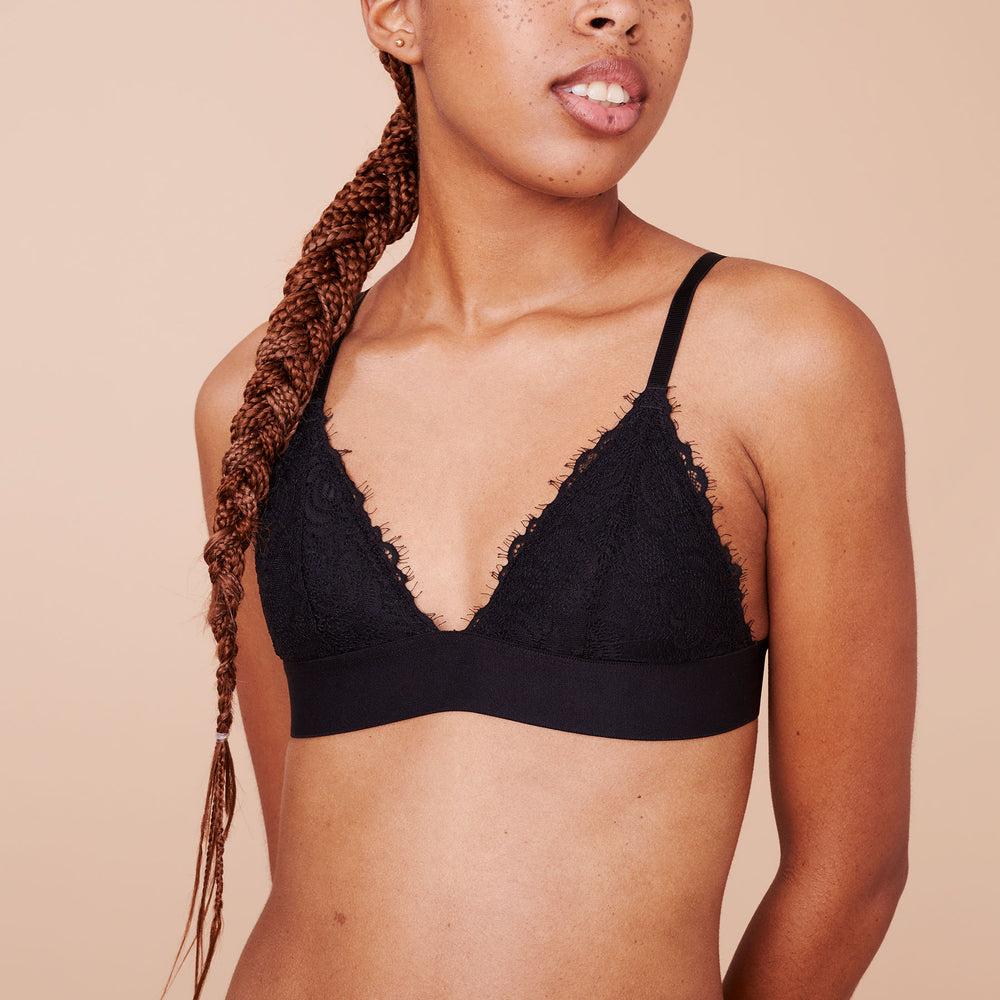 Lace Triangle Bralette Black  The Best Bralette for Small Busts – Pepper