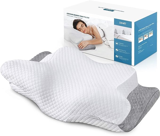 RESTCLOUD Adjustable Neck Roll Pillow, Neck Pillow for Pain Relief  Sleeping, Memory Foam Cervical Pillow for Neck Pain Relief