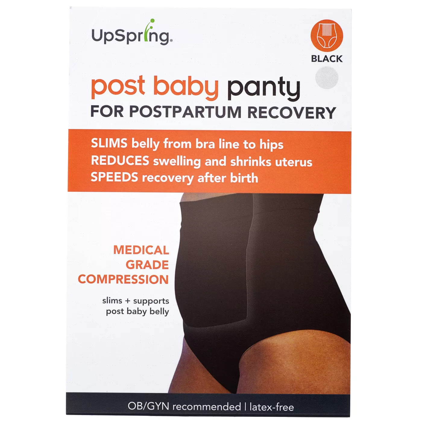 Upspring C-Panty Classic Waist Postpartum Compression Underwear (Black)