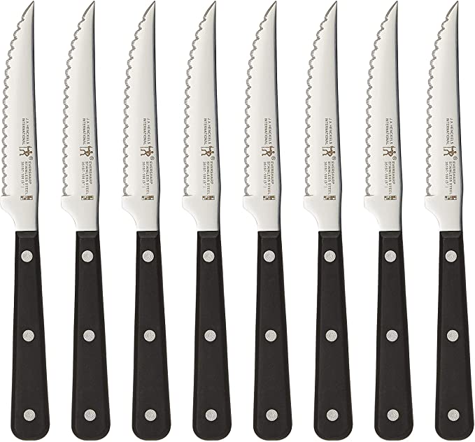 Best Quality Royalton Steak Knives Serrated Blades Japan Wood Handle Set of  7