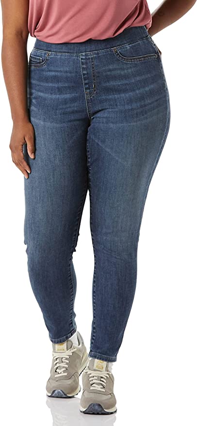 Women Fake Denim Jeans Leggings Jeggings Streth Pants with Pockets