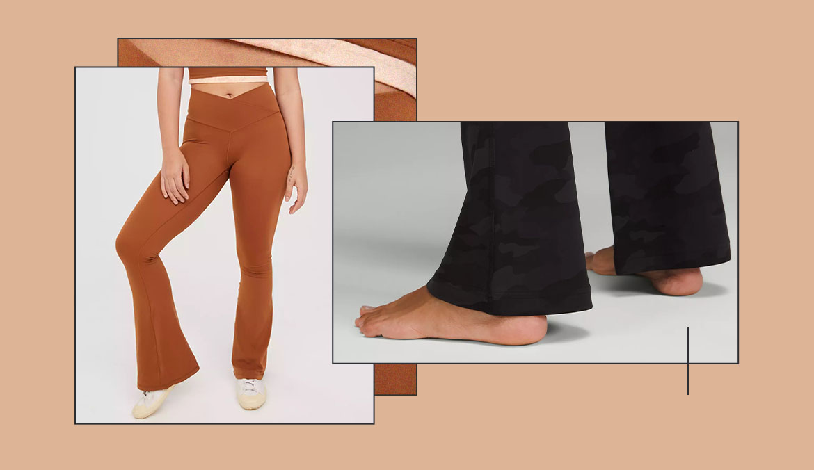 Flare Leggings V-shaped Hip Yoga Pants Women High Waist Wide Leg