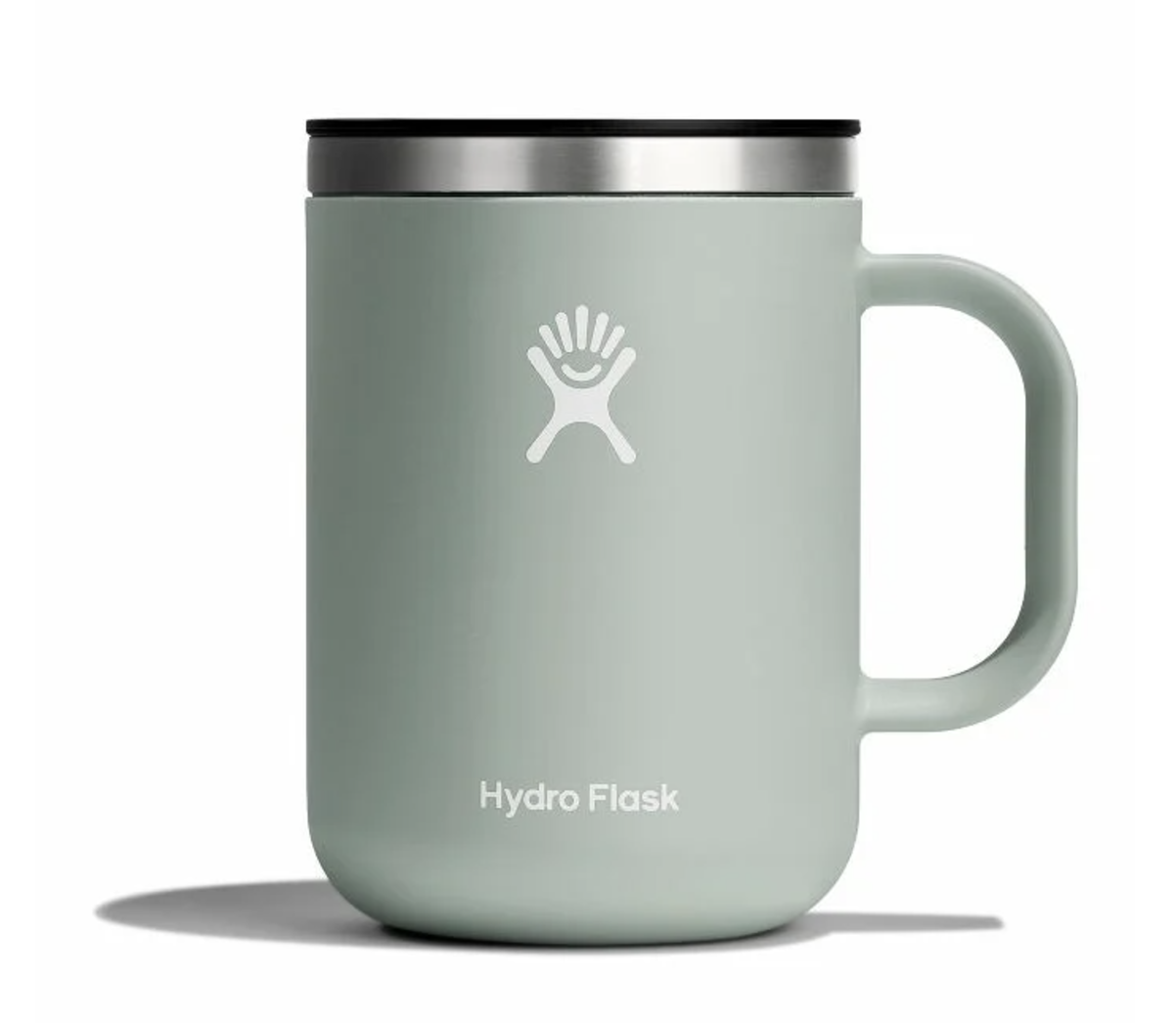 green hydroflask mug on white background