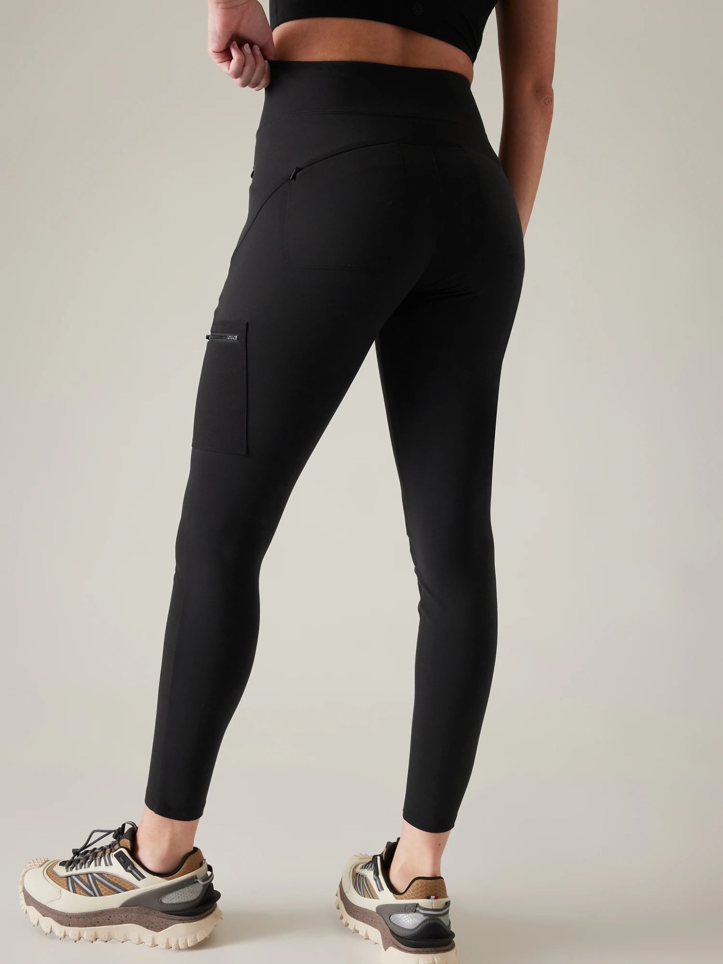 A pair of athleta headlands hybrid cargo tights, best leggings for snow