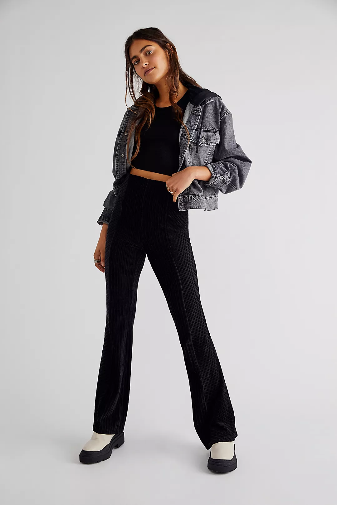 Free People Women's Walk With You Velvet Flare Trousers - Country Outfitter