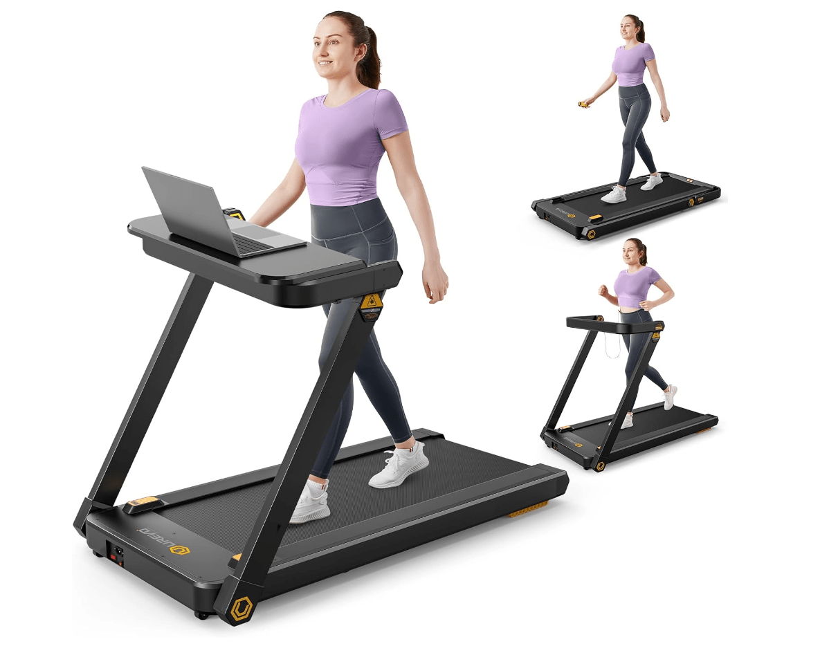 UREVO Treadmill with Desk on white background