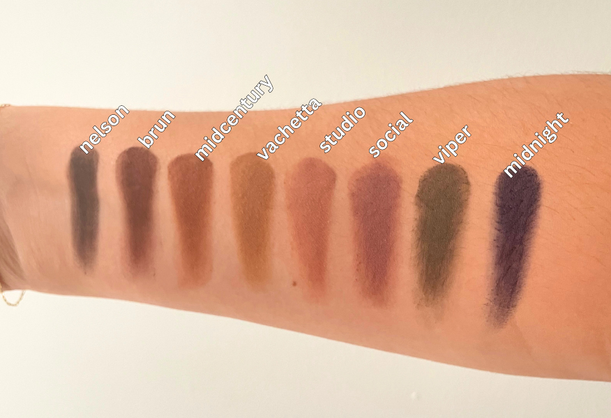merit beauty solo shadows swatched on the author's arm