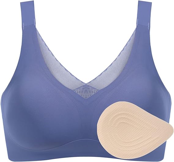 Women Post Surgery Bra Mastectomy Bras Comfort Cotton Full Coverage Pocket  Bra Lace Wireless Bra for Breast Cancer