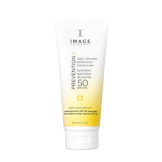 a bottle of image skincare prevention plus spf 50 moisturizer