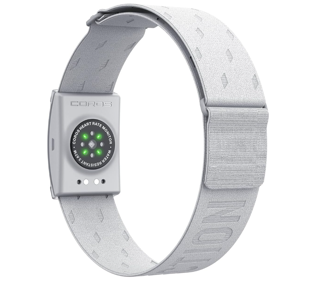 coros heart rate monitor on white background