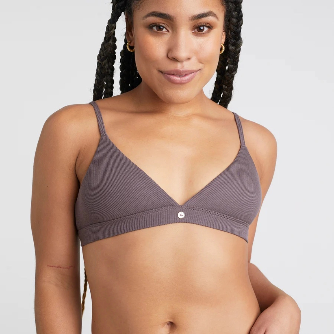 Pepper Ribbed Knit Triangle Bralette | Wirefree Bras with Support and Lift  | Bralette for Women with Small Chest