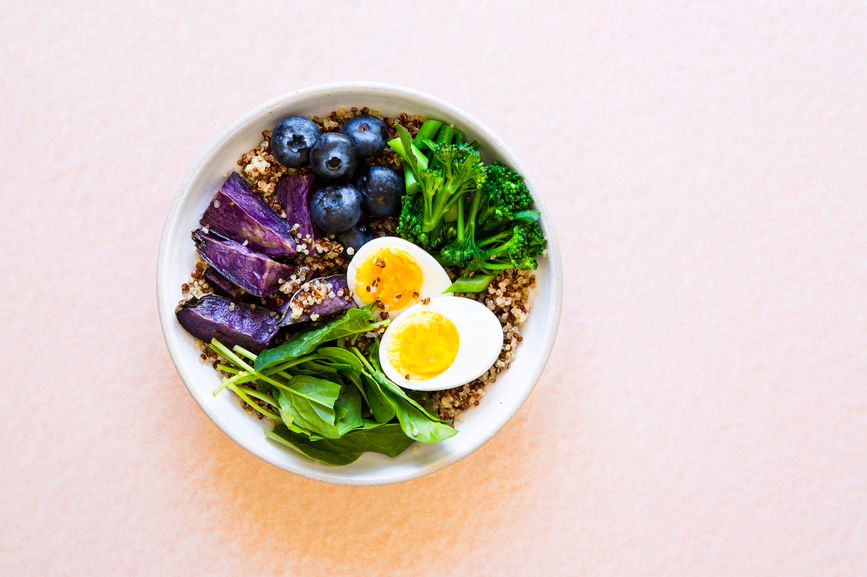 Bowl with purple potatoes