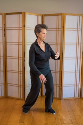 Tai chi instructor demonstrating ward off left move