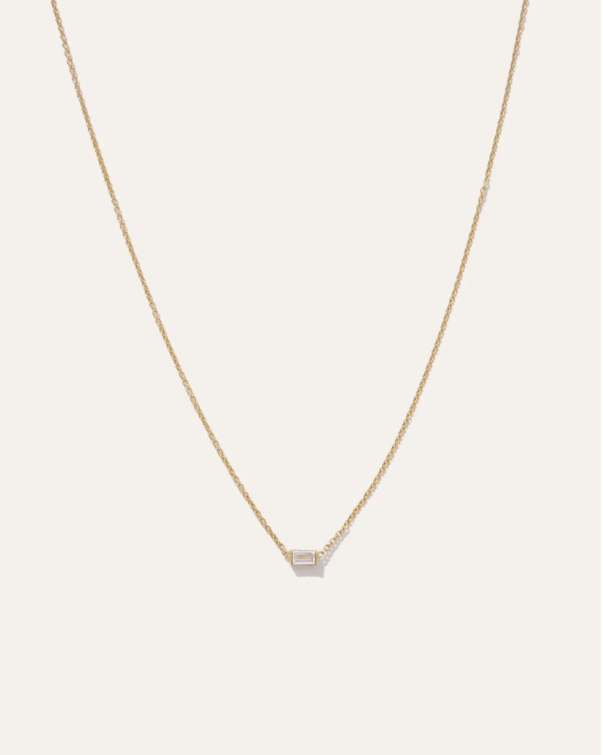 Quince 14K Gold Petite Baguette Diamond Necklace