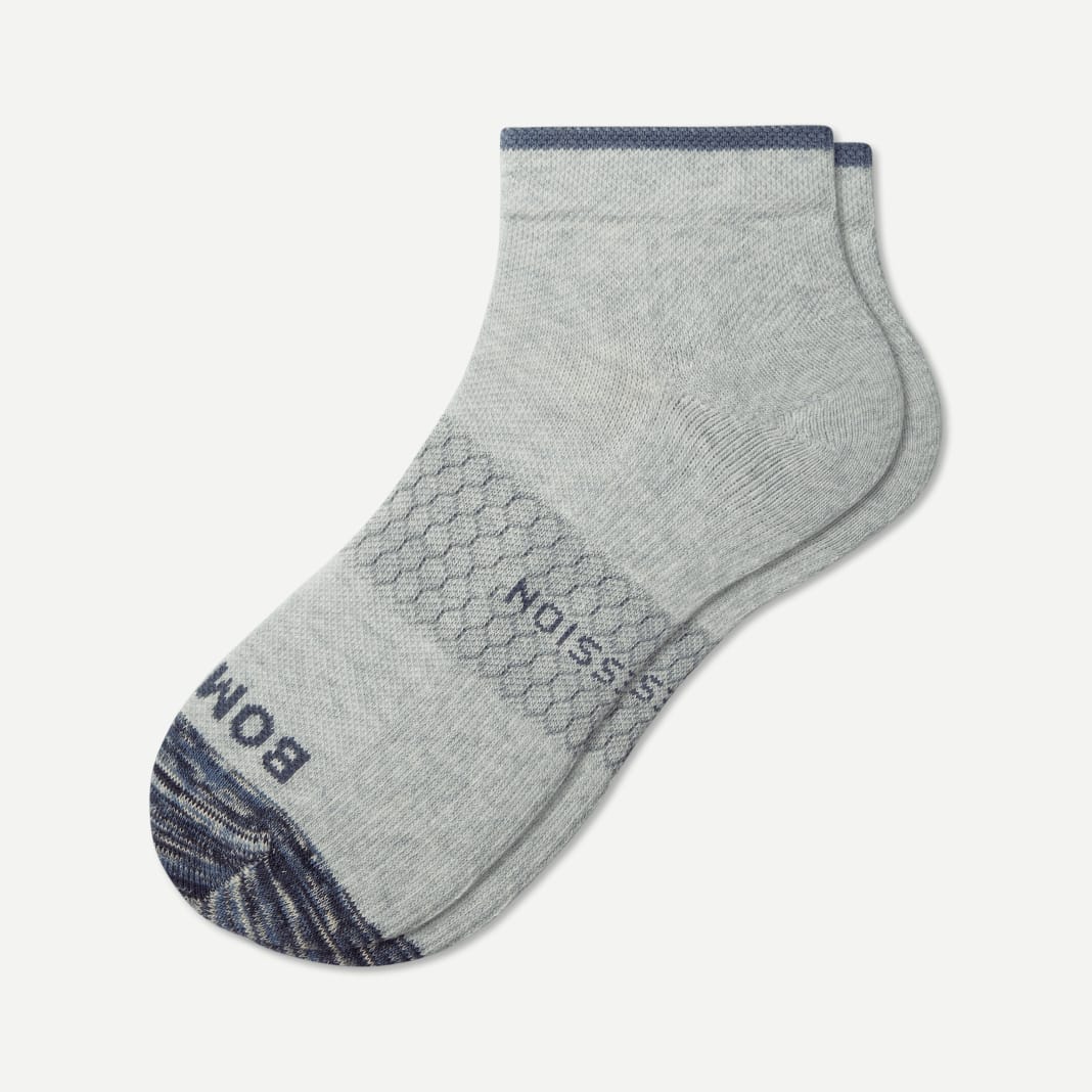 a pair of grey bombas ankle compression socks