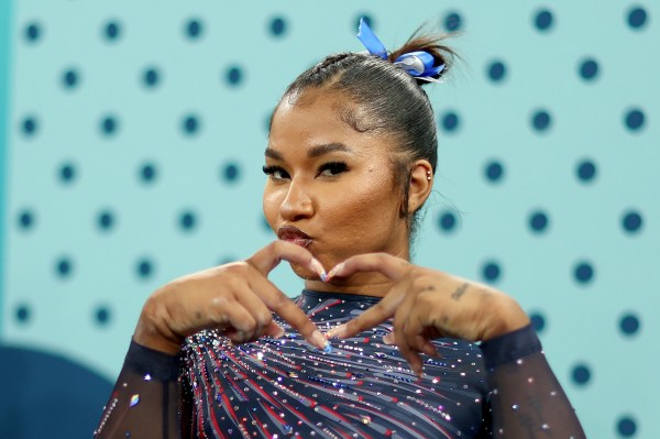 Jordan Chiles of Team United States poses during a Gymnastics training session in the Bercy Arena ahead of the Paris 2024 Olympic Games on July 25, 2024 in Paris, France. 