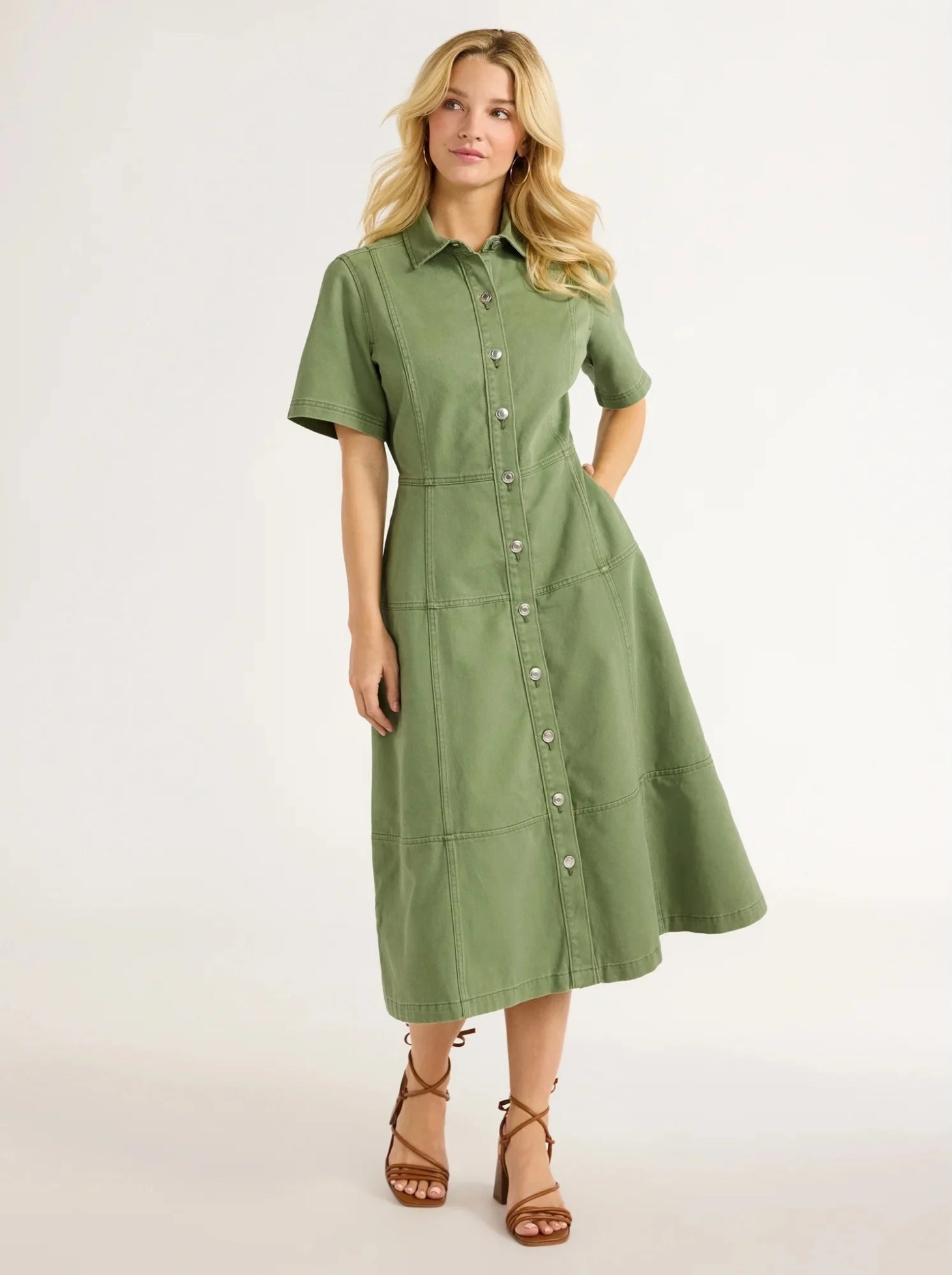 Free assembly - Cotton button front midi dress from Walmart