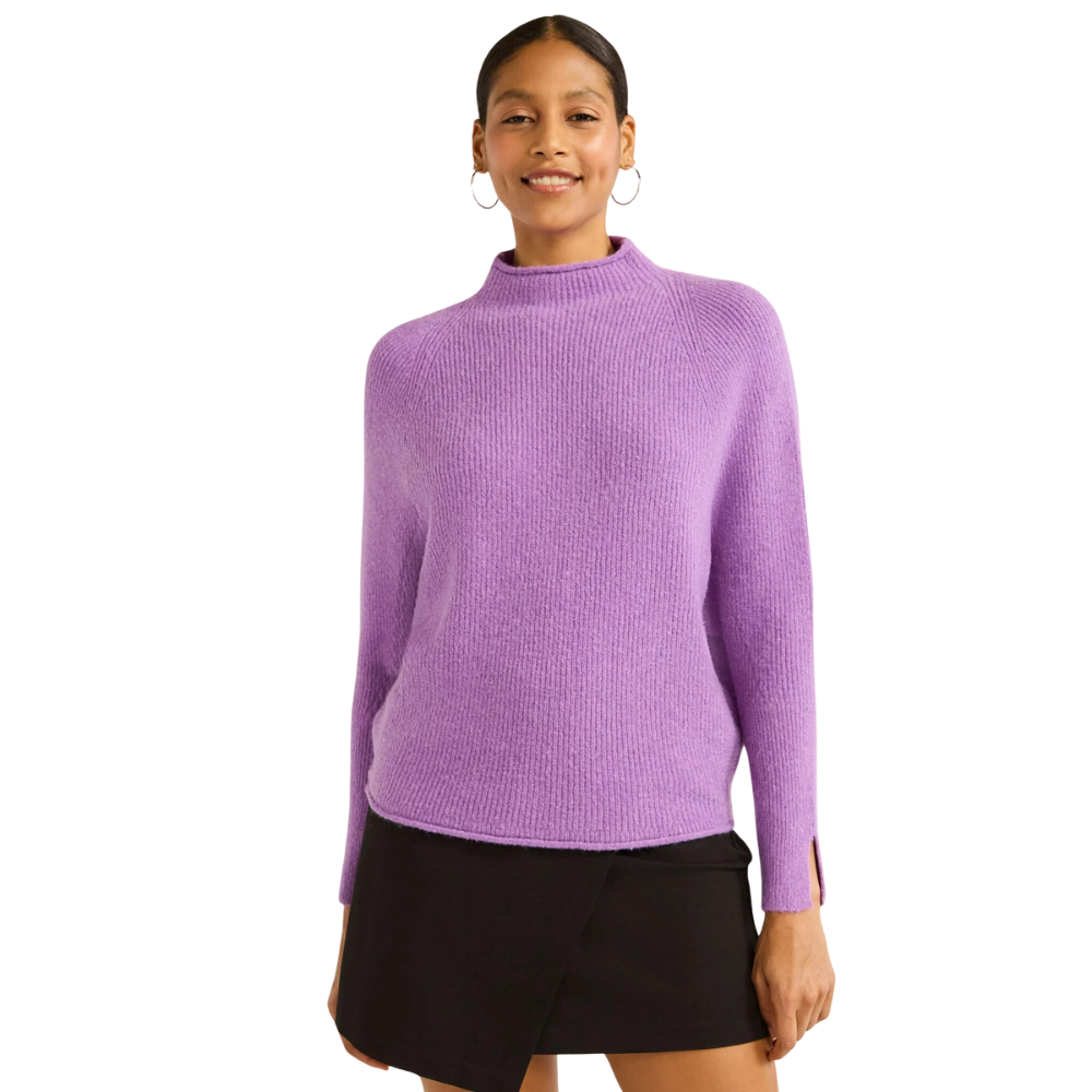 Scoop Ribbed Mock Neck Sweater