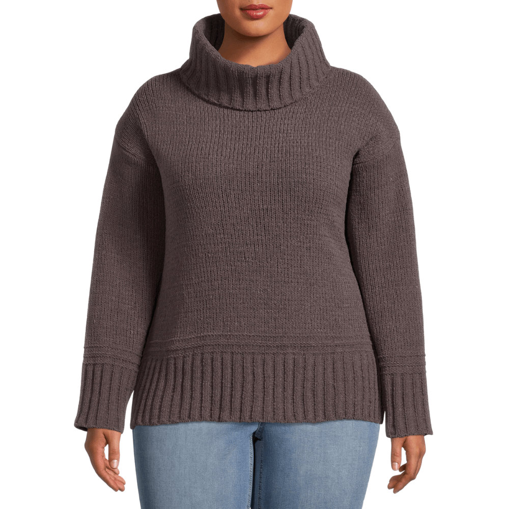 Terra & Sky Plus Size Chenille Turtleneck Sweater