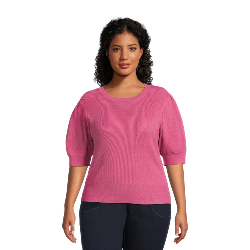 Terra & Sky Plus Size Short Sleeve Sweater