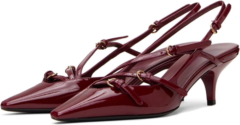 cornmood burgundy kitten heels