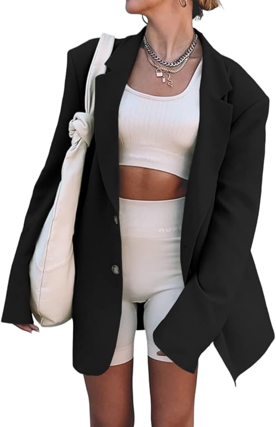 grlasen long sleeve black oversized blazer