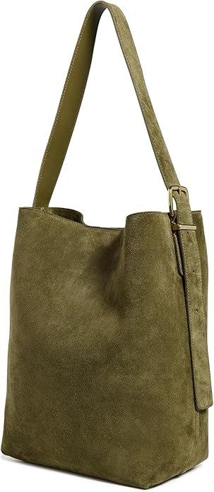 madewell essentials suede green bucket bag