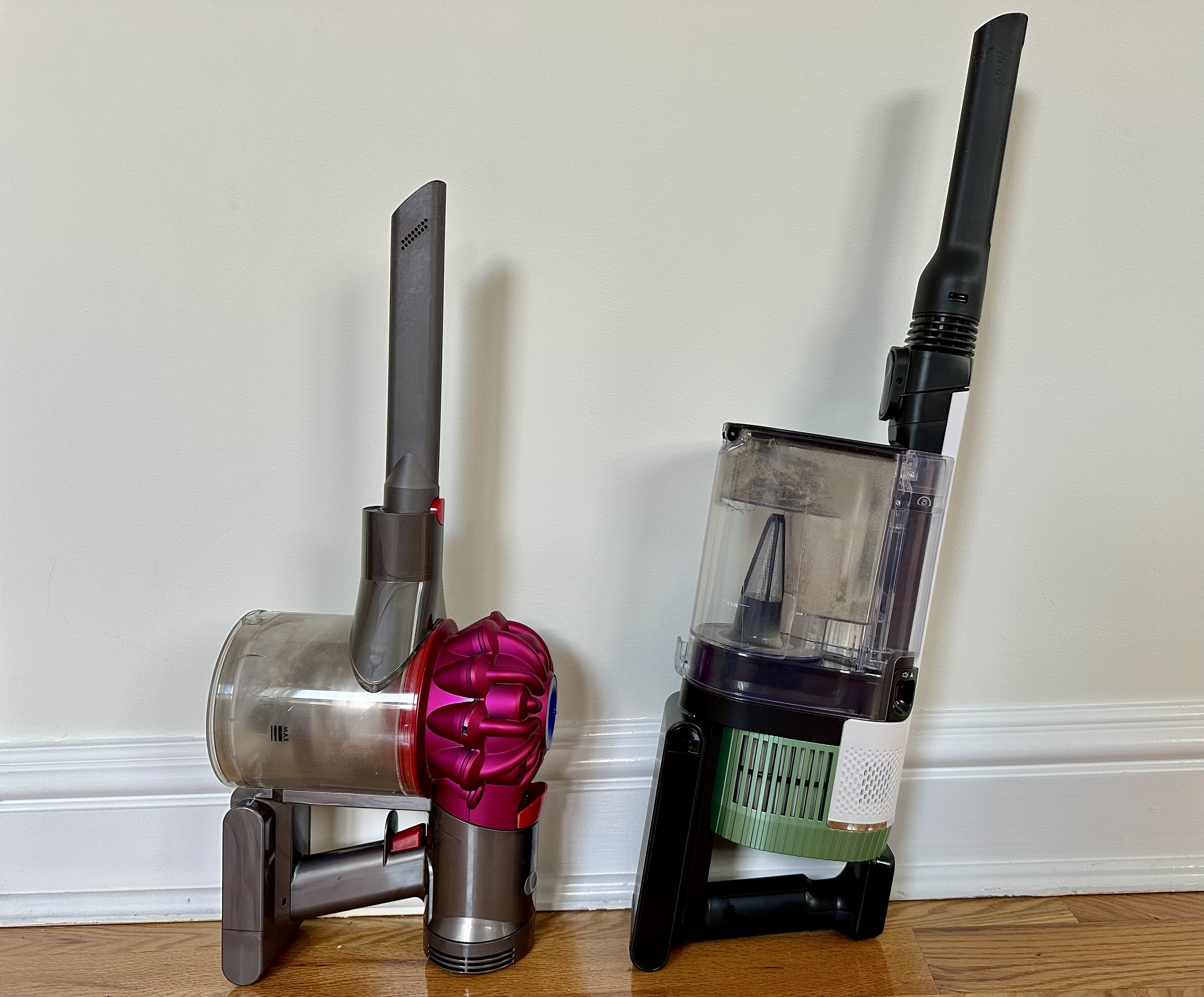 shark cordless pro and dyson V7 vacuums 