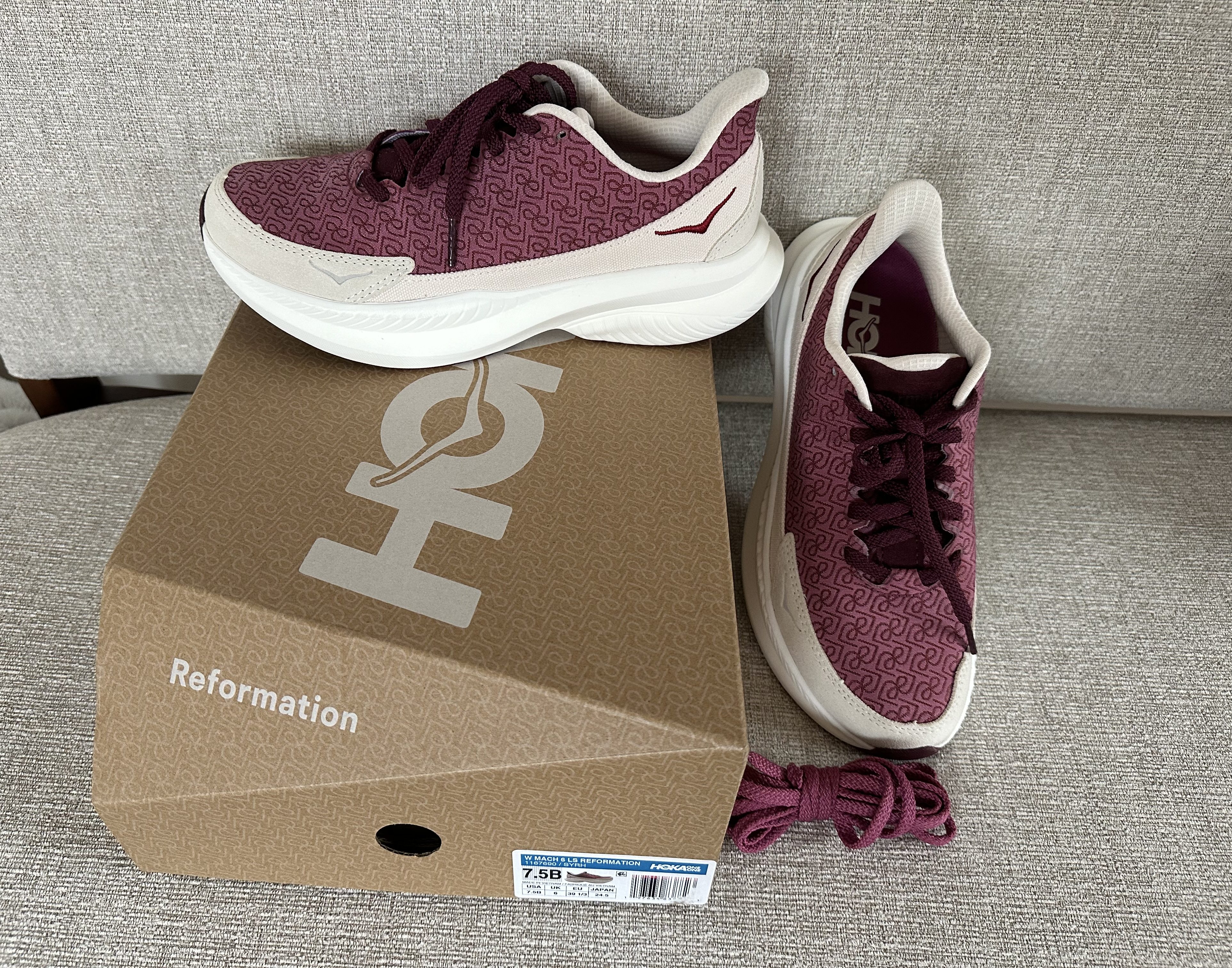 Hoka x Reformation Mach 6 LS in syrah