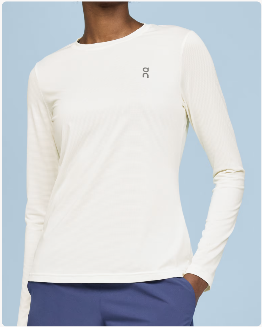 on long-sleeve running top in white