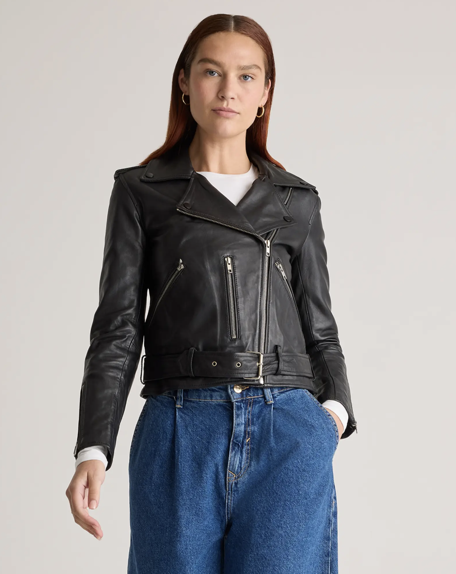 Quince 100% Leather Motorcycle Jacket