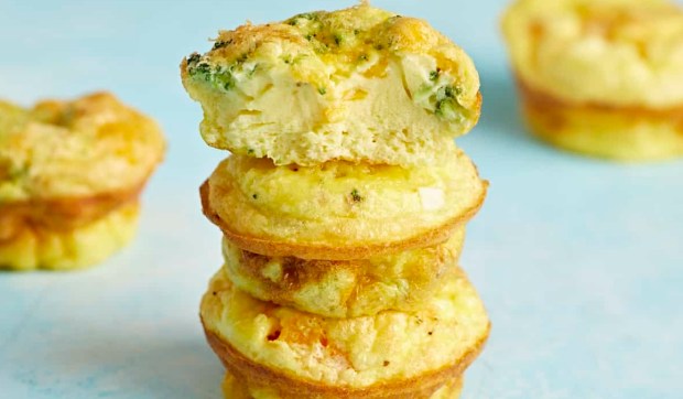 stack of egg muffins made with cottage cheese and spinach