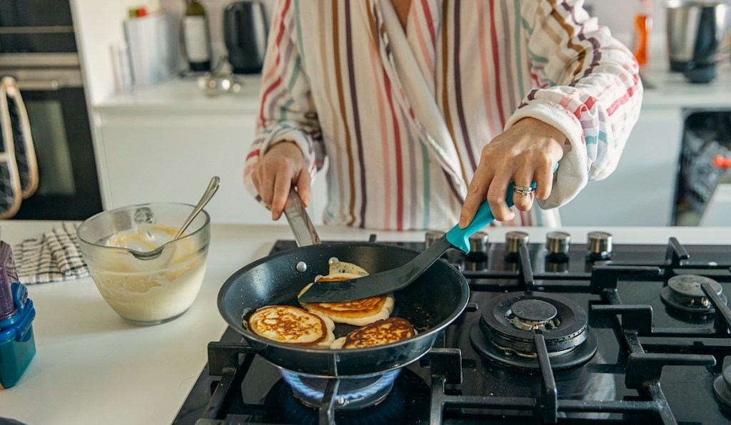 cooking on a gas stove