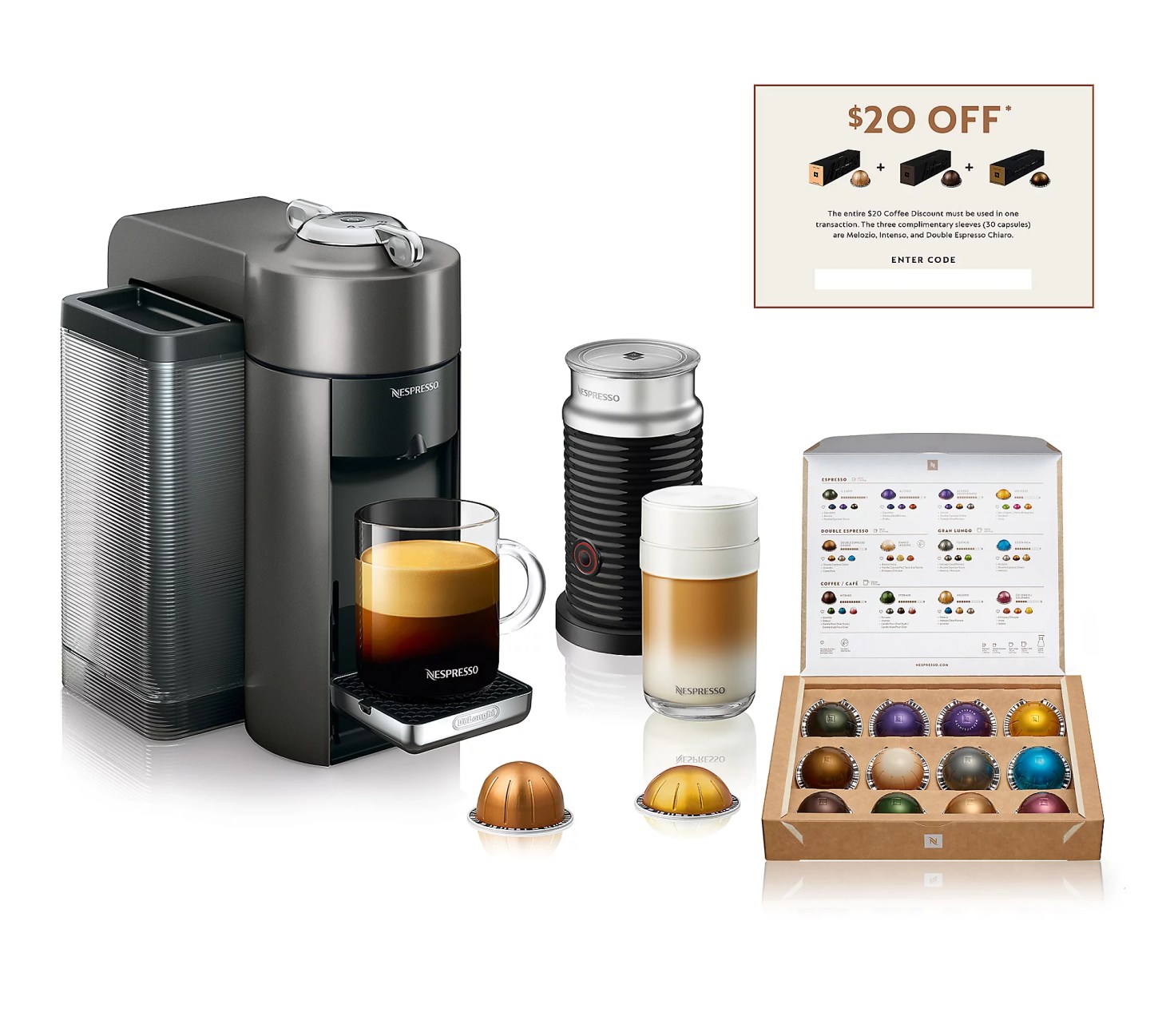 Nespresso Evoluo Coffee:Espresso Maker with Frother and Voucher