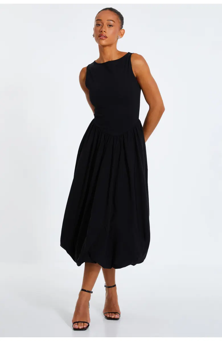 Quiz Jersey and Bengaline Puffball Midi Dress