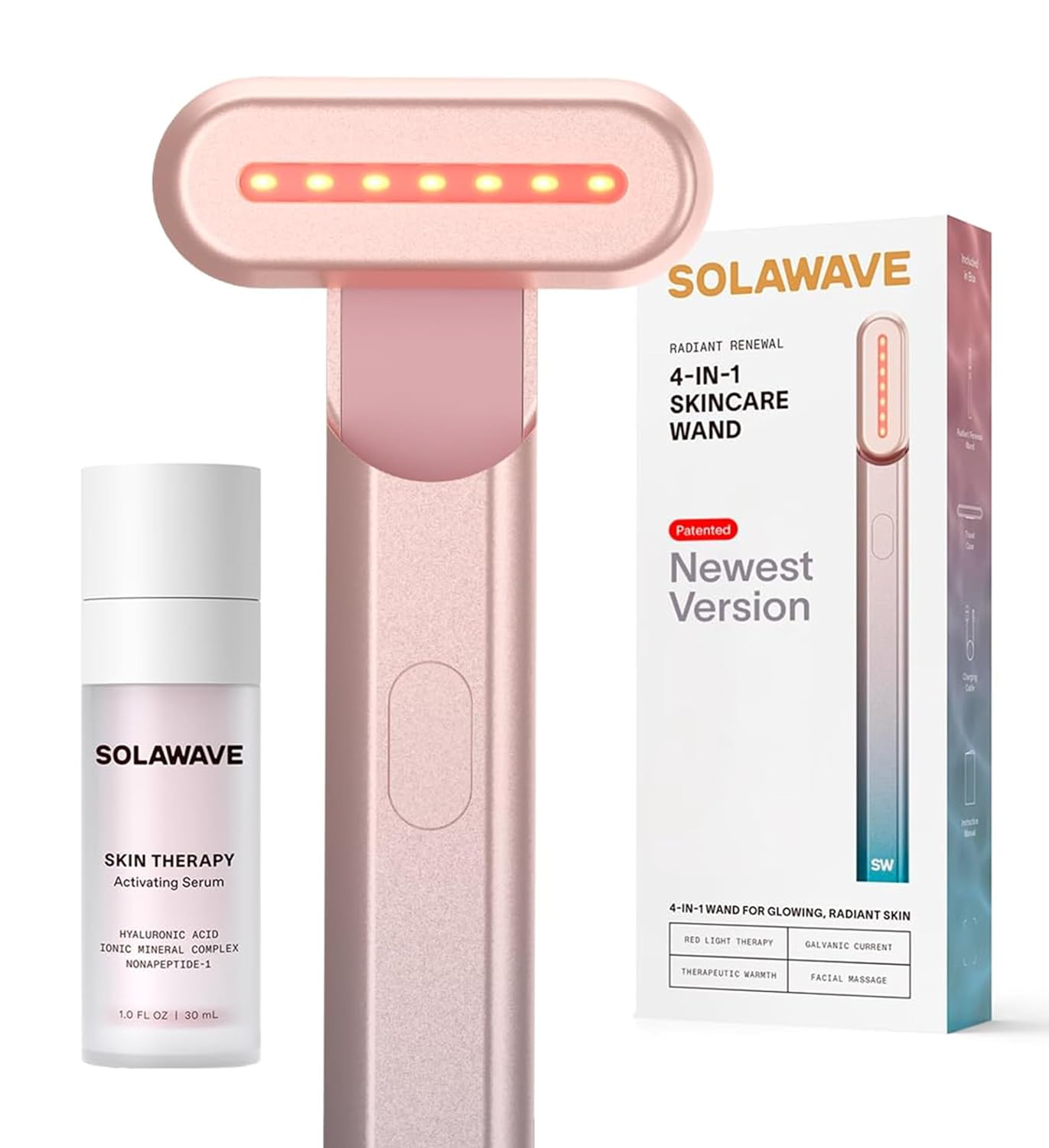 Solawave 4-in-1 Radiant Renewal Facial Wand and Skin Therapy Serum Bundle