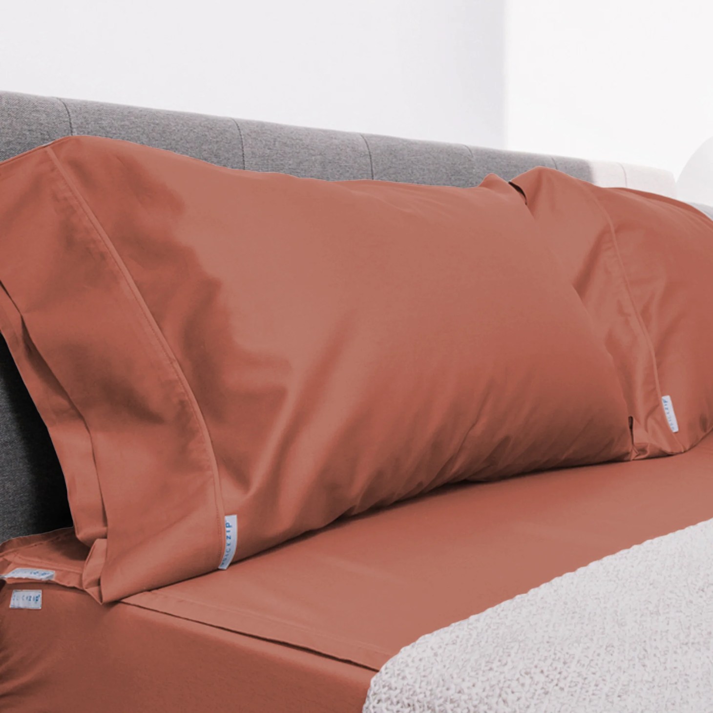 quickzip pillowcases in terracotta