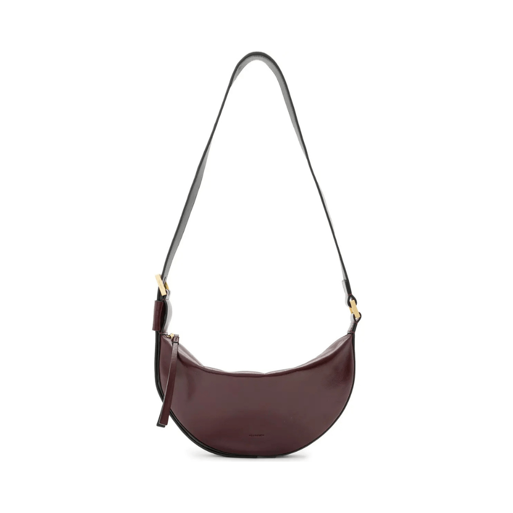 AllSaints Half Moon Leather Crossbody Bag