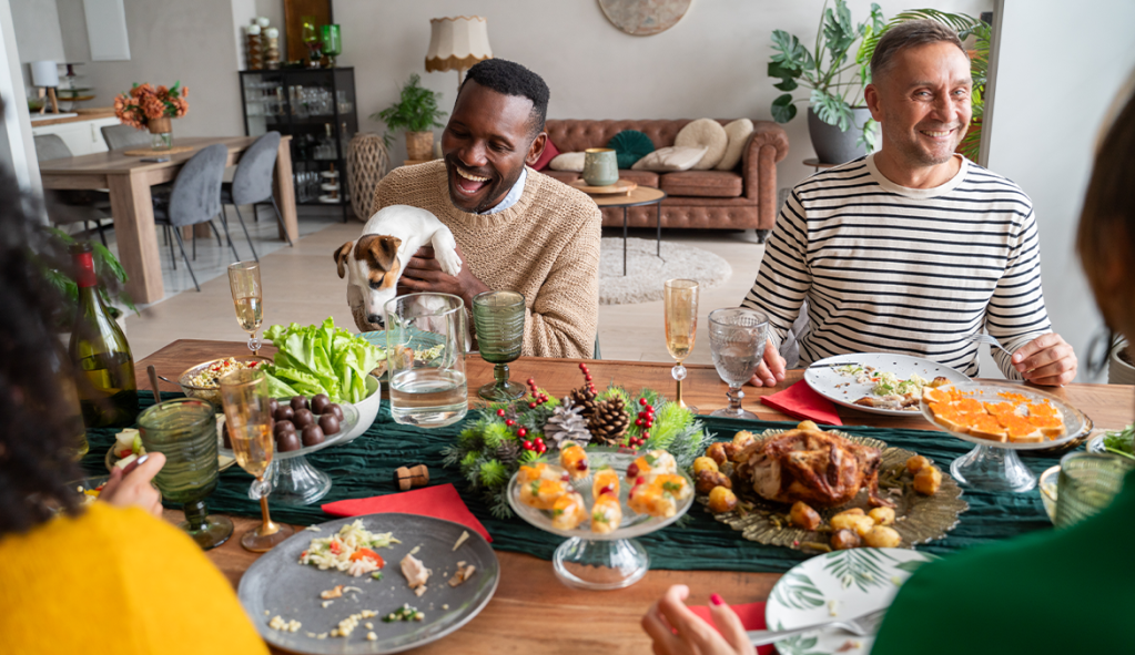 People gathering at a table for a meal