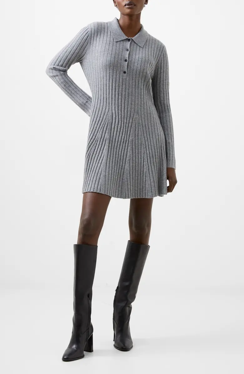 French Connection Vhari Long Sleeve Polo Sweater Minidress