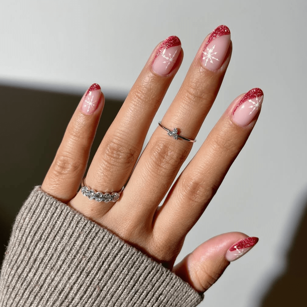 Holiday Sparkle Red Nails