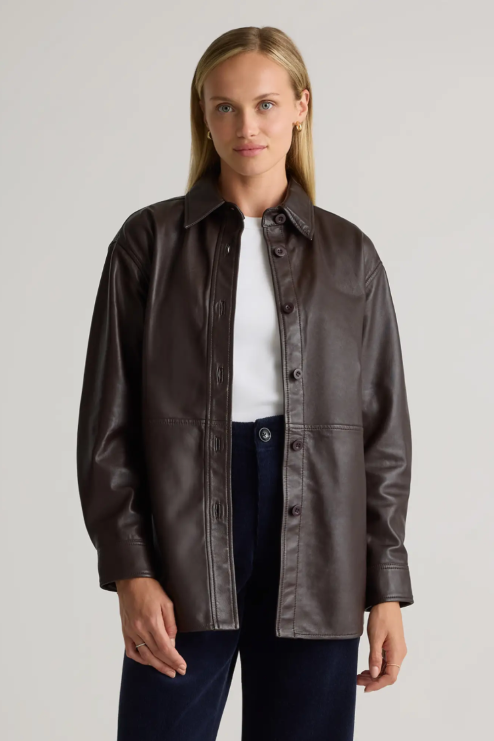 Quince 100% Leather Shirt Jacket