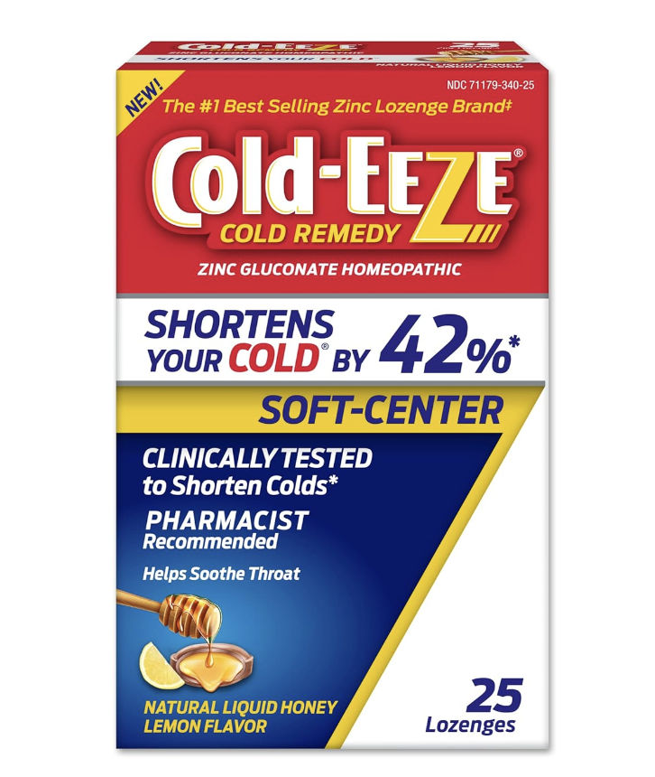 Cold-Eeze Soft Center Liquid Honey Zinc Lozenges, one of the best cough drops for a sore throat