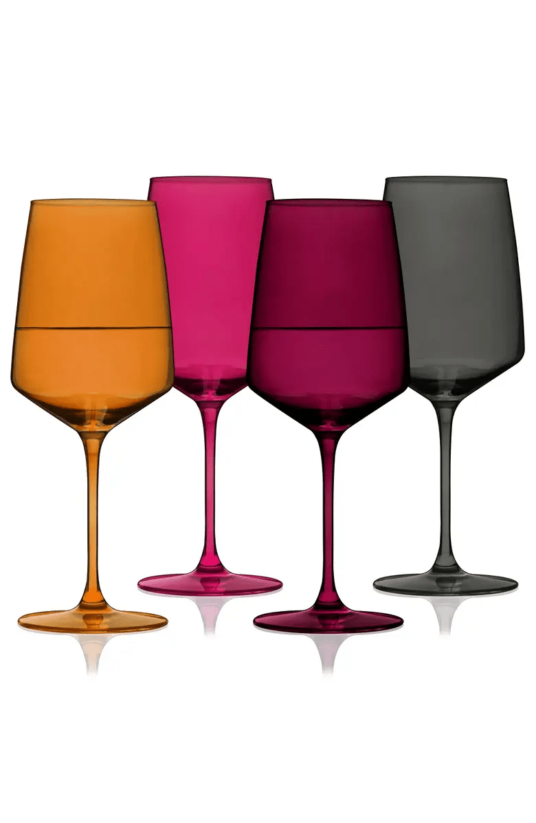 Viski Reserve Nouveau Crystal Wine Glasses Set of 4