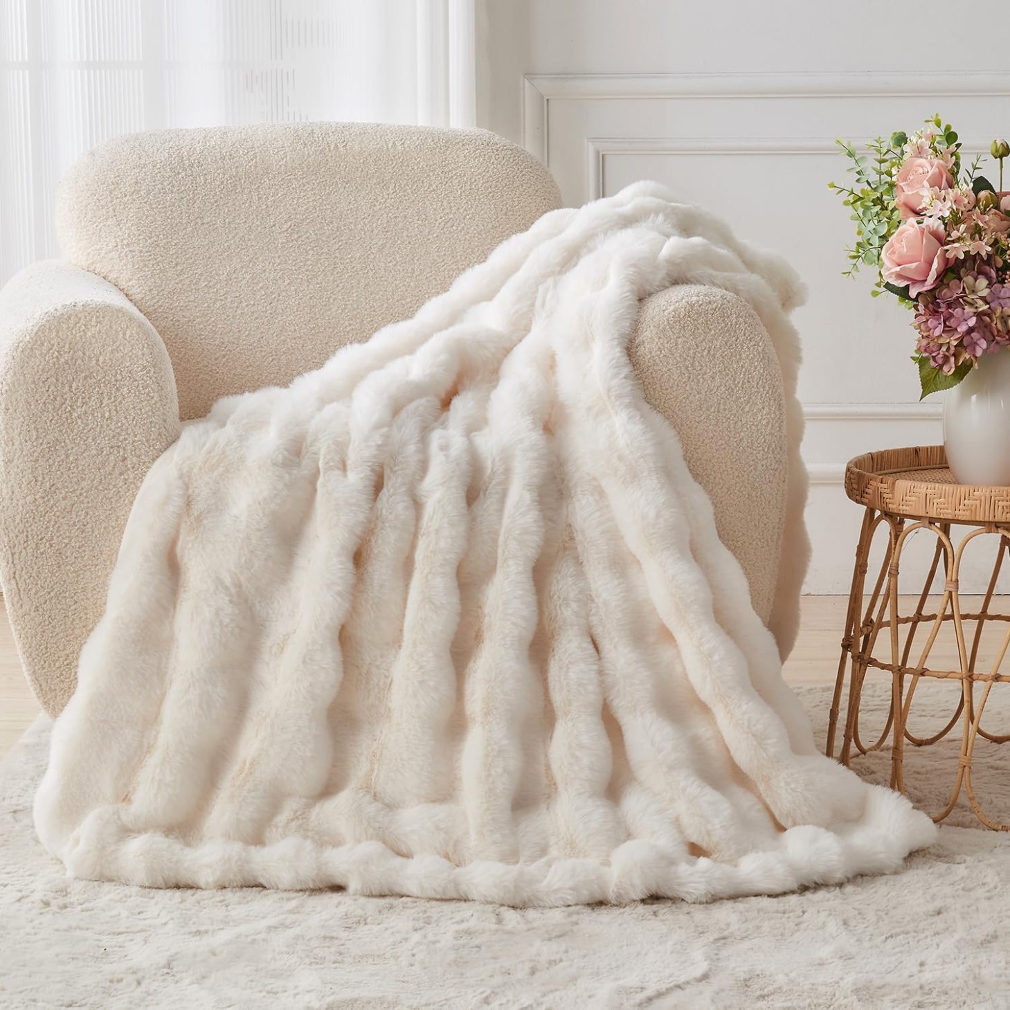 lotus karen faux fur throw